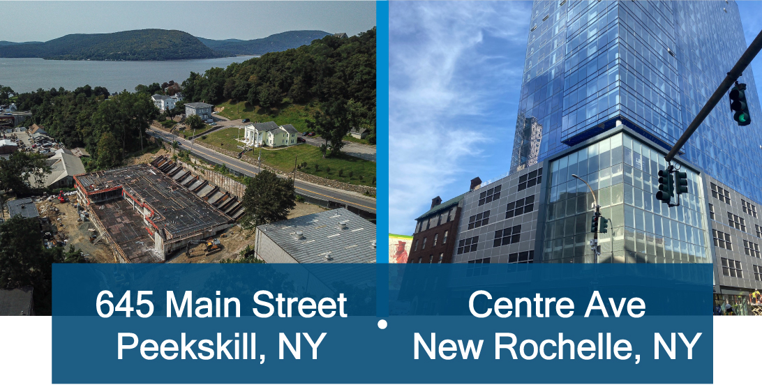 Left image is the start of 645 Main Street in Peekskill, and the right image is Centre Ave in New Rochelle - both in New York State.